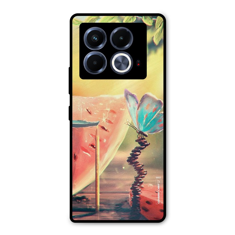 Watermelon Butterfly Metal Back Case for Infinix Note 40 5G