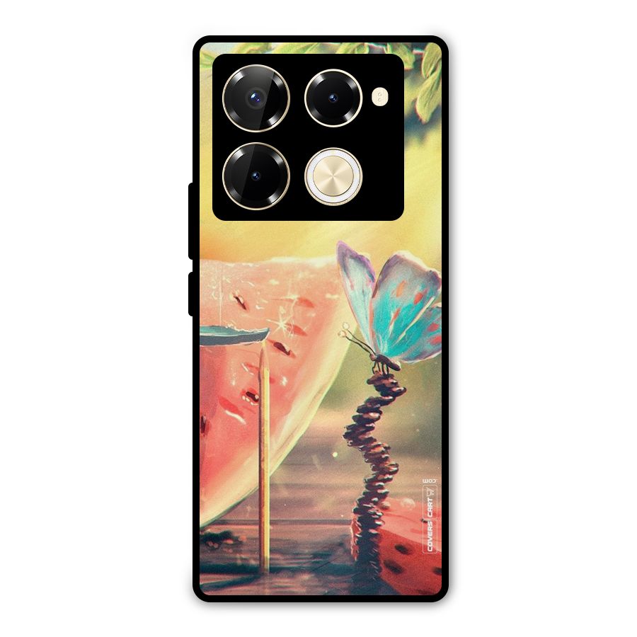 Watermelon Butterfly Metal Back Case for Infinix Note 40 Pro Plus