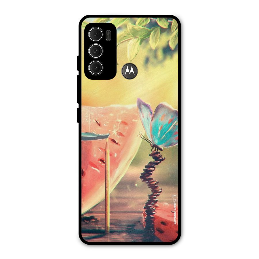 Watermelon Butterfly Metal Back Case for Moto G60