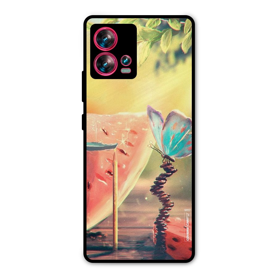 Watermelon Butterfly Metal Back Case for Motorola Edge 30 Fusion