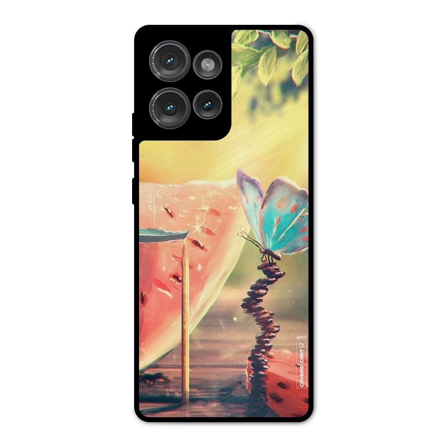 Watermelon Butterfly Metal Back Case for Motorola Edge 50