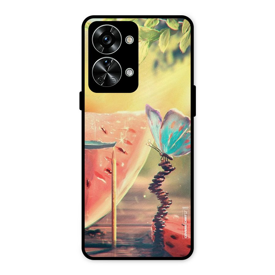 Watermelon Butterfly Metal Back Case for OnePlus Nord 2T