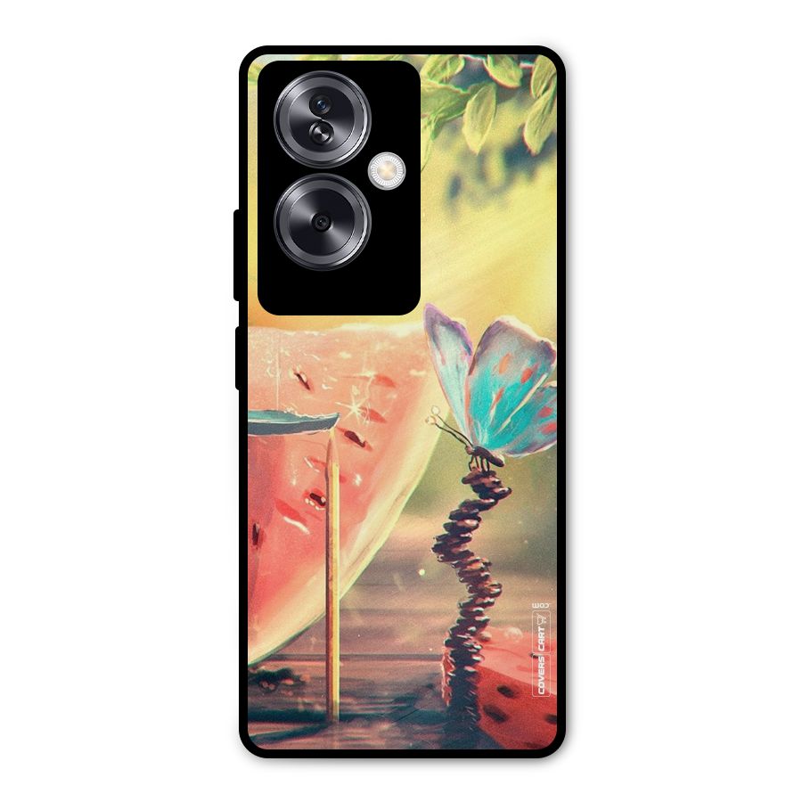 Watermelon Butterfly Metal Back Case for Oppo A79 5G