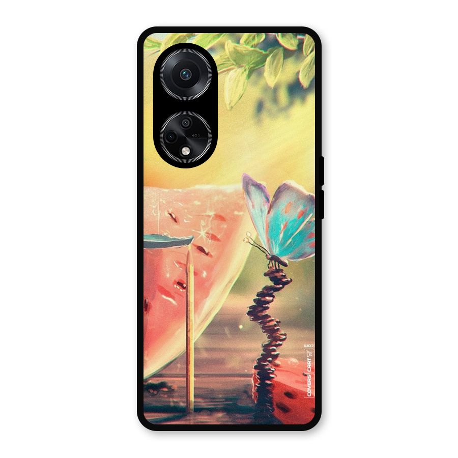Watermelon Butterfly Metal Back Case for Oppo F23