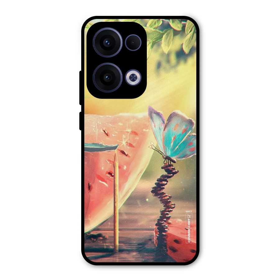 Watermelon Butterfly Metal Back Case for Oppo Reno13