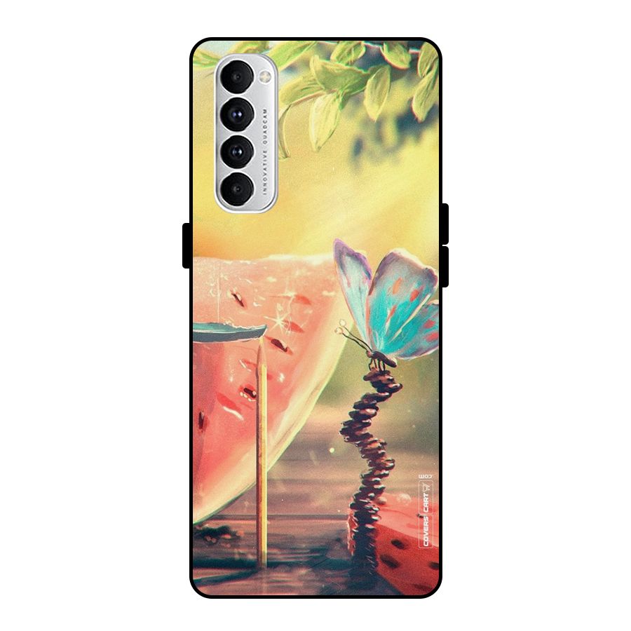 Watermelon Butterfly Metal Back Case for Oppo Reno4 Pro