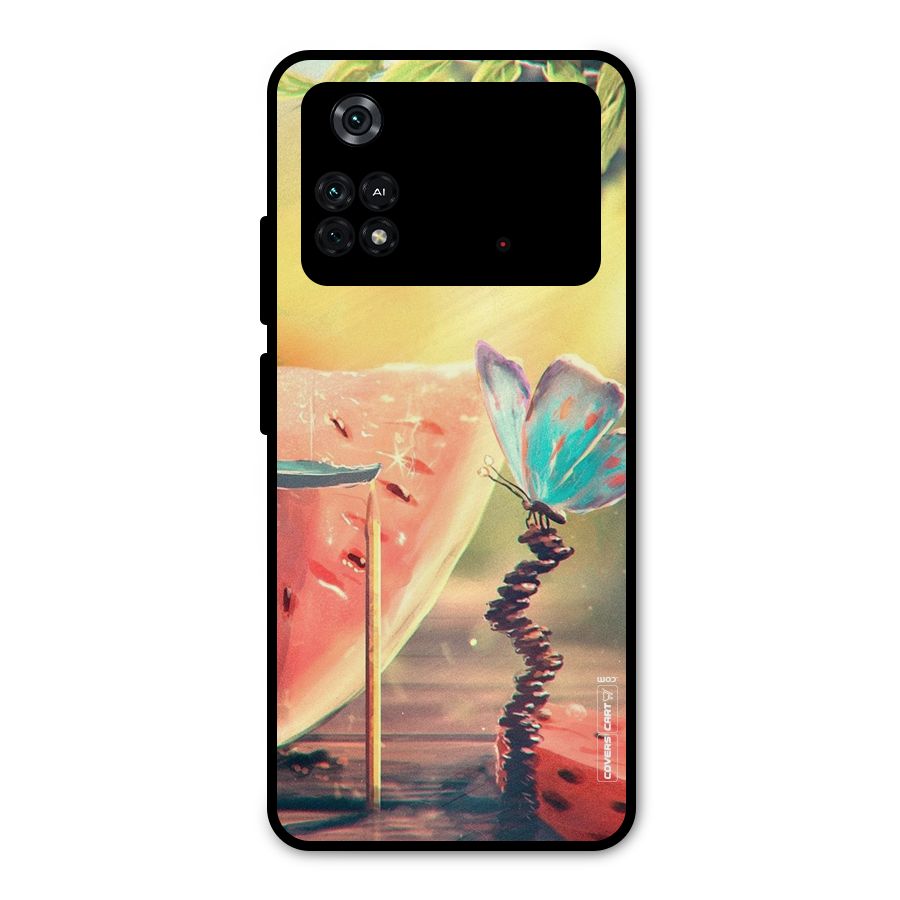 Watermelon Butterfly Metal Back Case for Poco M4 Pro 4G