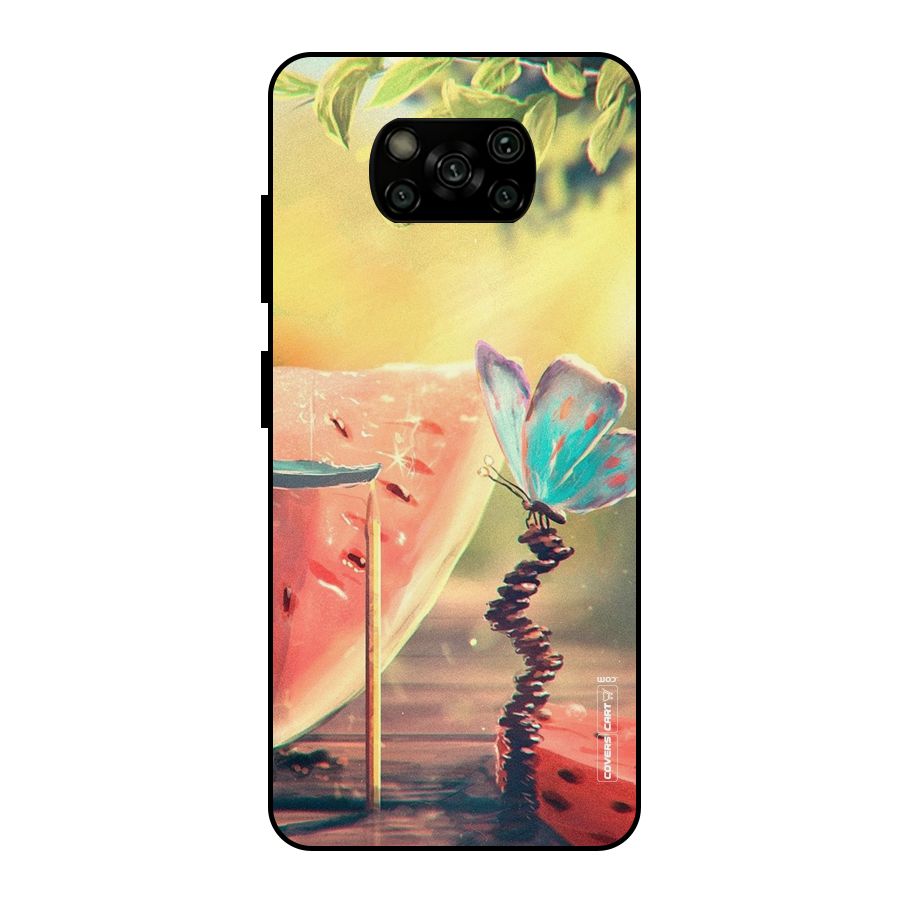 Watermelon Butterfly Metal Back Case for Poco X3
