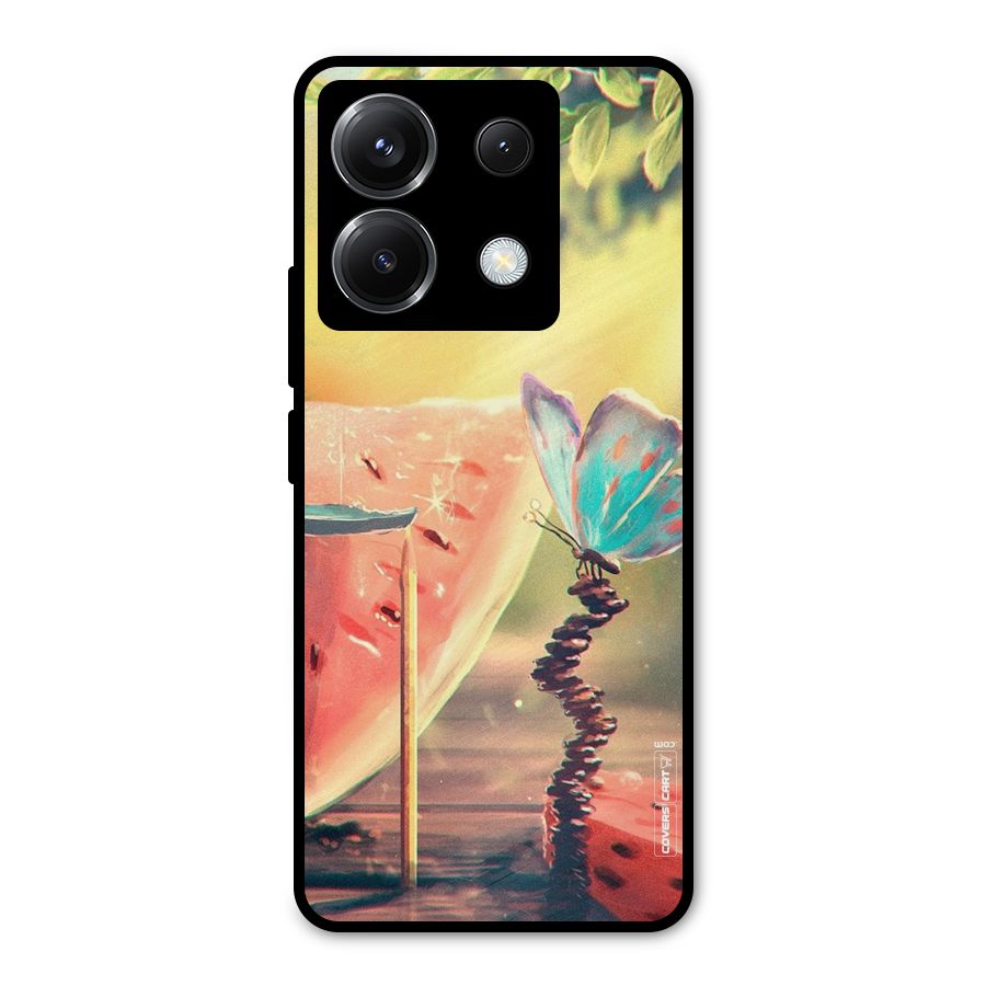 Watermelon Butterfly Metal Back Case for Poco X6