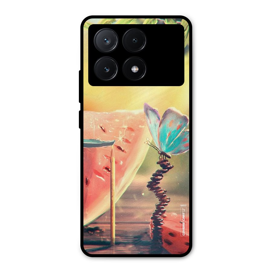 Watermelon Butterfly Metal Back Case for Poco X6 Pro