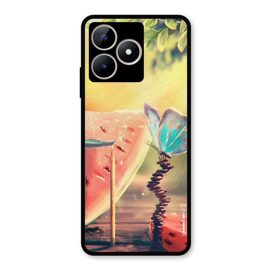Watermelon Butterfly Metal Back Case for Realme Narzo N53
