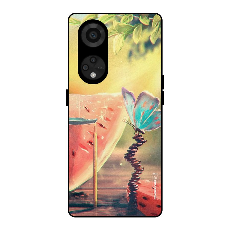 Watermelon Butterfly Metal Back Case for Reno8 T 5G