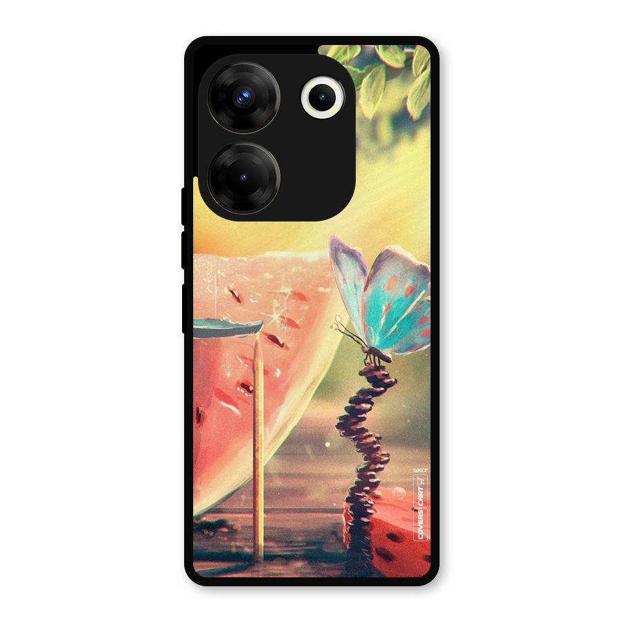 Watermelon Butterfly Metal Back Case for Tecno Camon 20 Pro