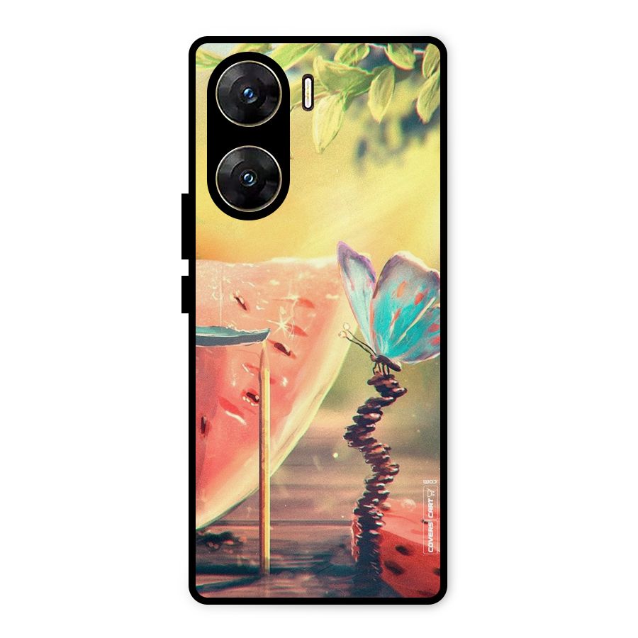 Watermelon Butterfly Metal Back Case for Vivo V29e
