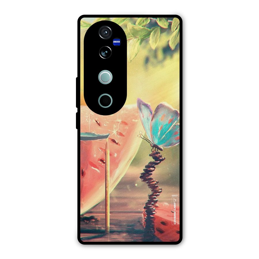 Watermelon Butterfly Metal Back Case for Vivo V40 Pro
