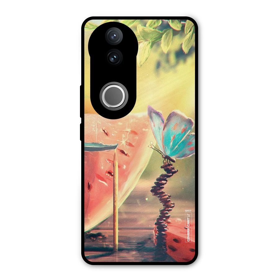 Watermelon Butterfly Metal Back Case for Vivo V50e