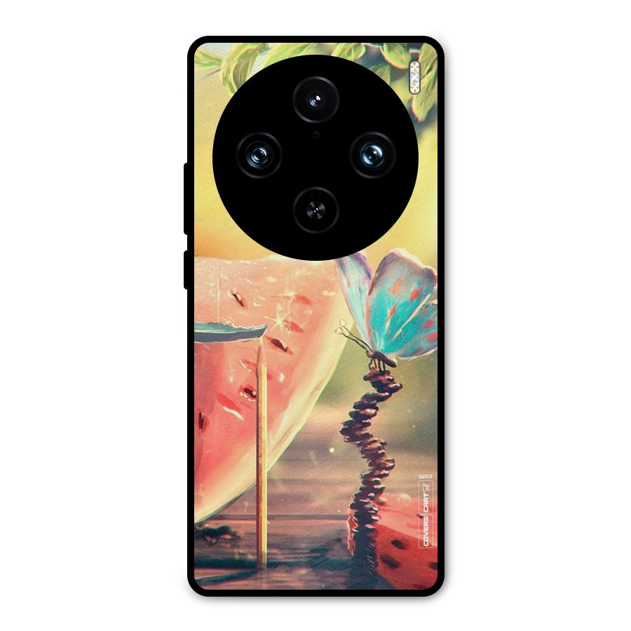Watermelon Butterfly Metal Back Case for Vivo X100 Pro