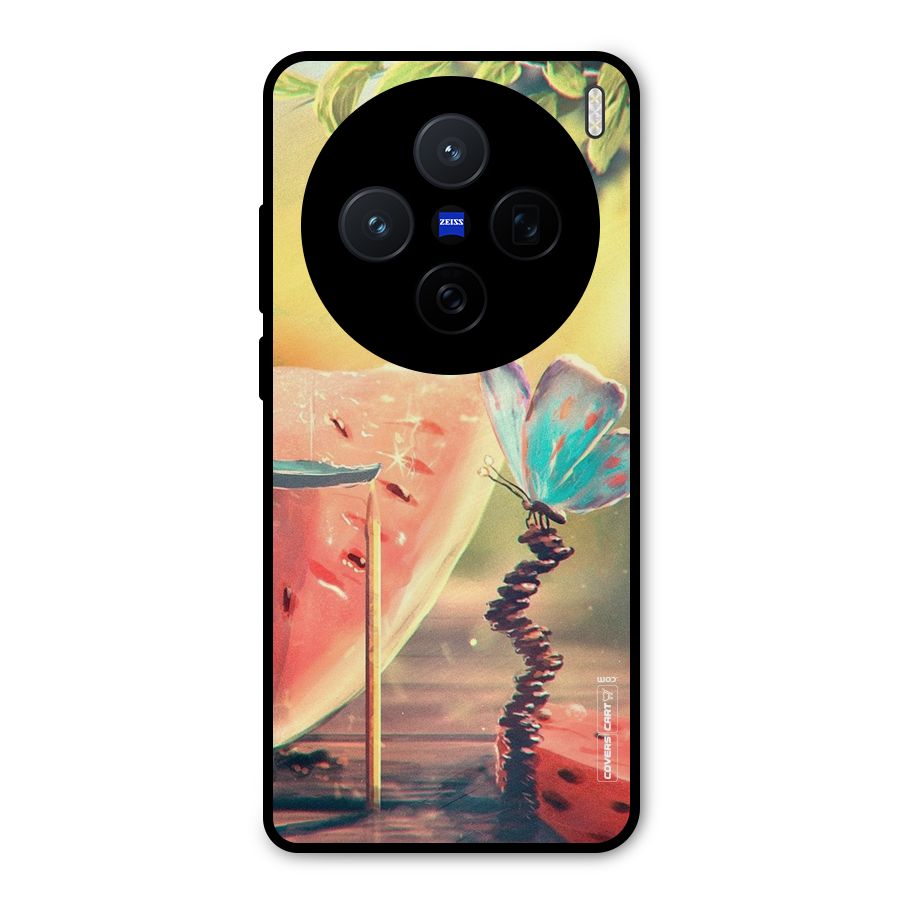 Watermelon Butterfly Metal Back Case for Vivo X200
