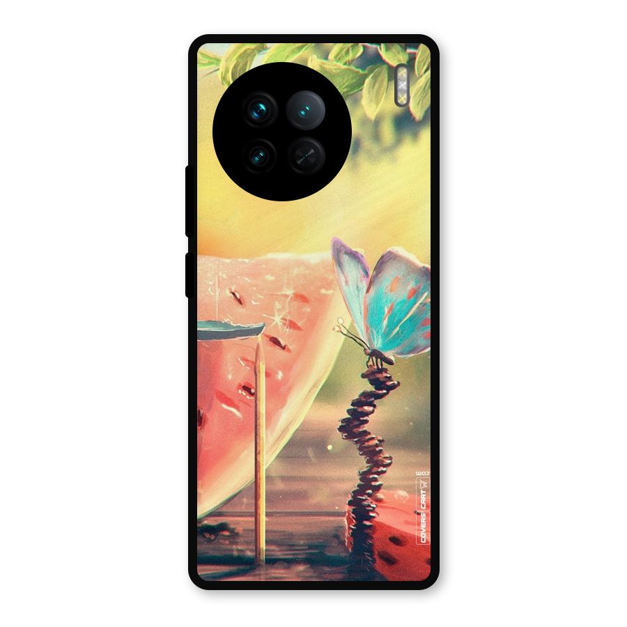 Watermelon Butterfly Metal Back Case for Vivo X90