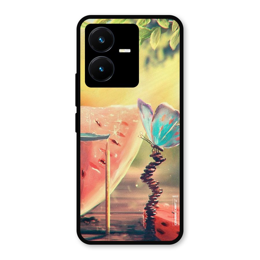 Watermelon Butterfly Metal Back Case for Vivo Y22