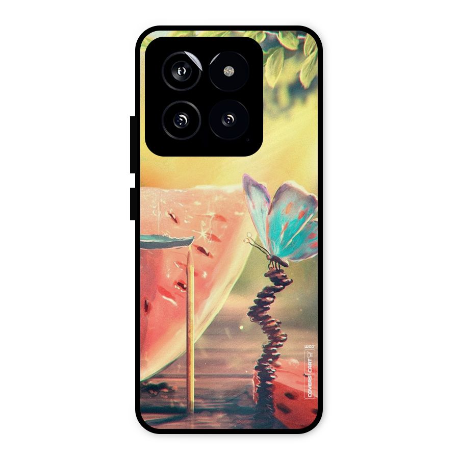 Watermelon Butterfly Metal Back Case for Xiaomi 14