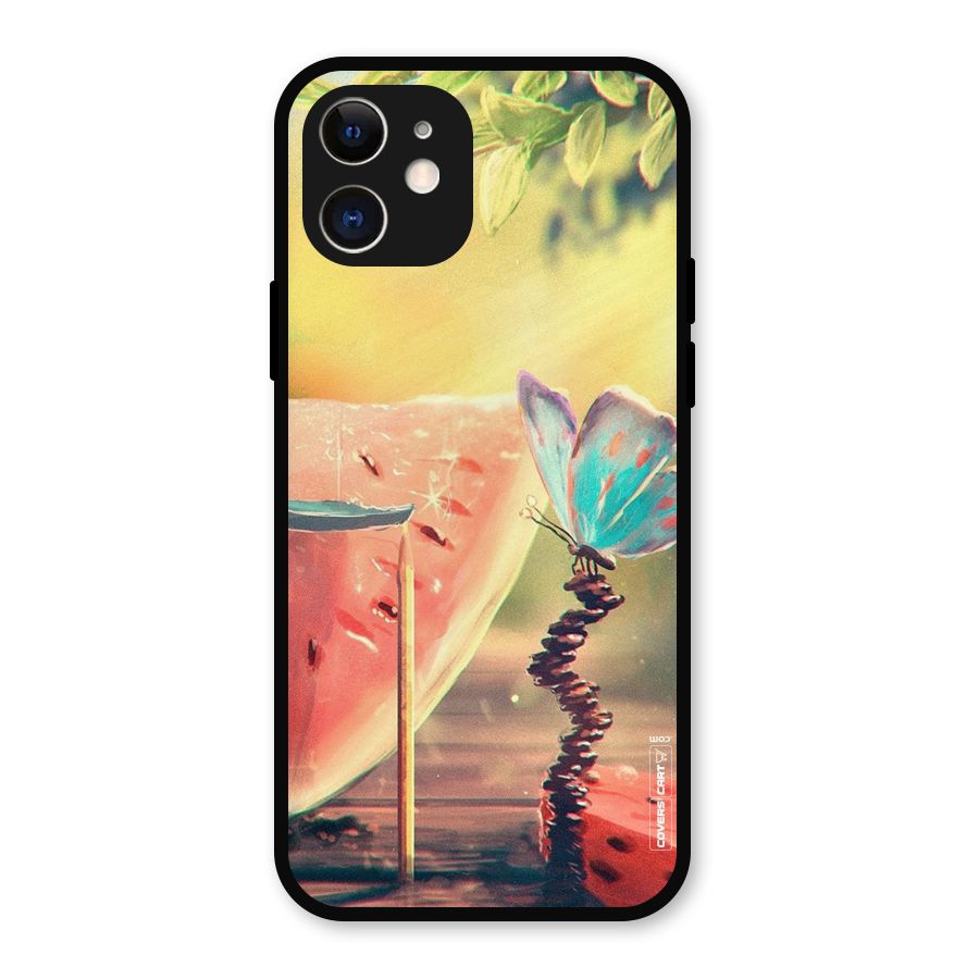 Watermelon Butterfly Metal Back Case for iPhone 12