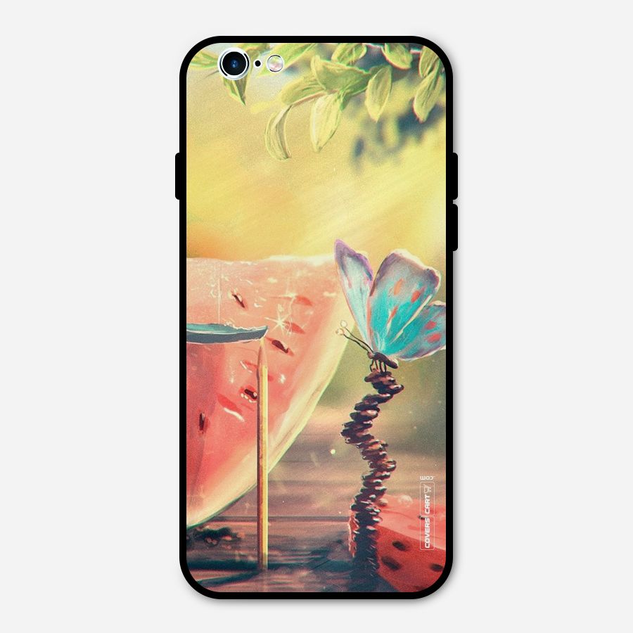Watermelon Butterfly Metal Back Case for iPhone 6 6s