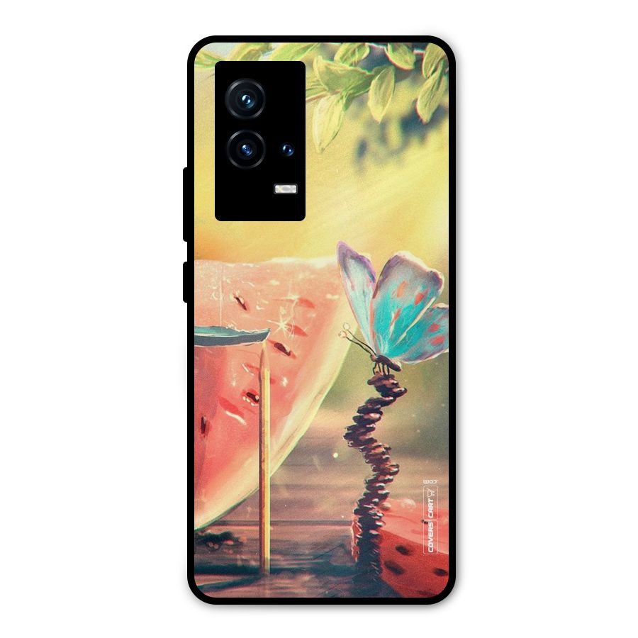 Watermelon Butterfly Metal Back Case for iQOO 9 5G