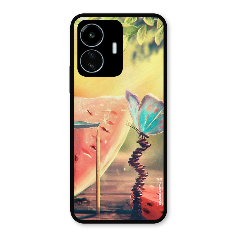 Watermelon Butterfly Metal Back Case for vivo iQOO Z6 Lite 5G