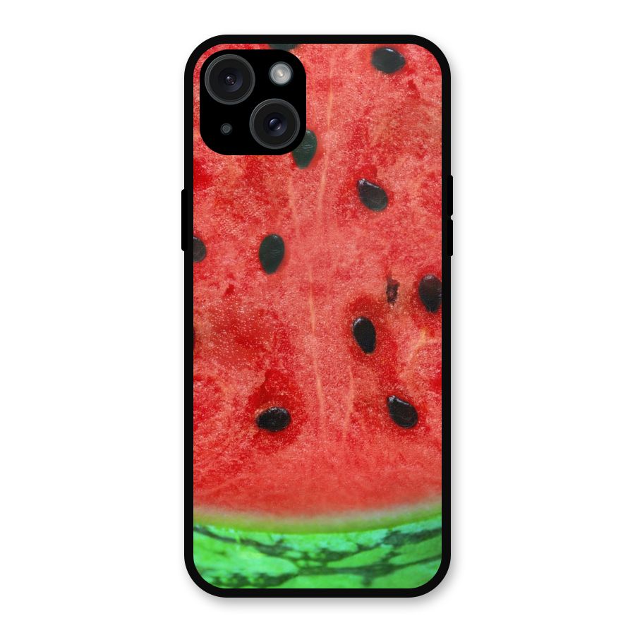 Watermelon Design Metal Back Case for iPhone 15 Plus