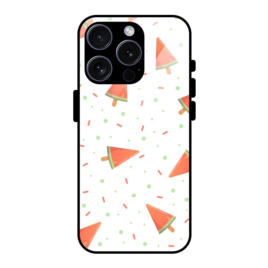 Watermelon Ice Creams Glass Back Case for iPhone 15 Pro