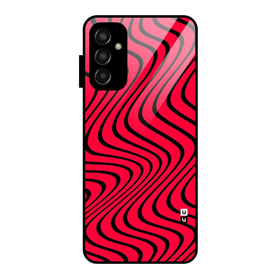 Waves Pattern Print Glass Back Case for Galaxy F13