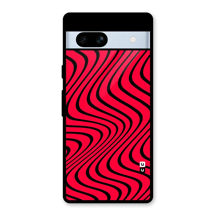 Waves Pattern Print Glass Back Case for Google Pixel 7a