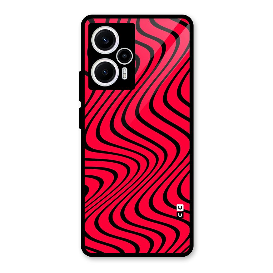 Waves Pattern Print Glass Back Case for Poco F5
