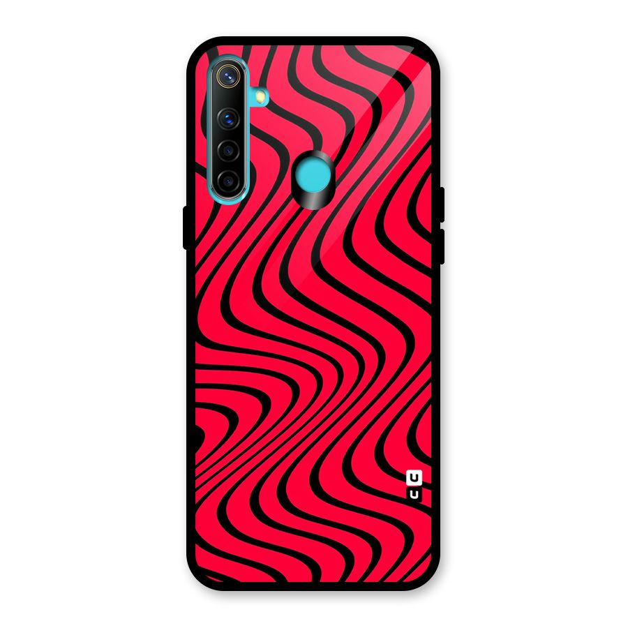 Waves Pattern Print Glass Back Case for Realme 5
