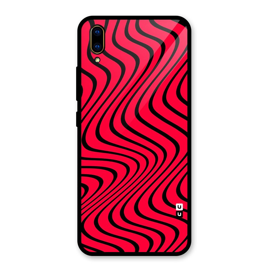 Waves Pattern Print Glass Back Case for Vivo V11 Pro