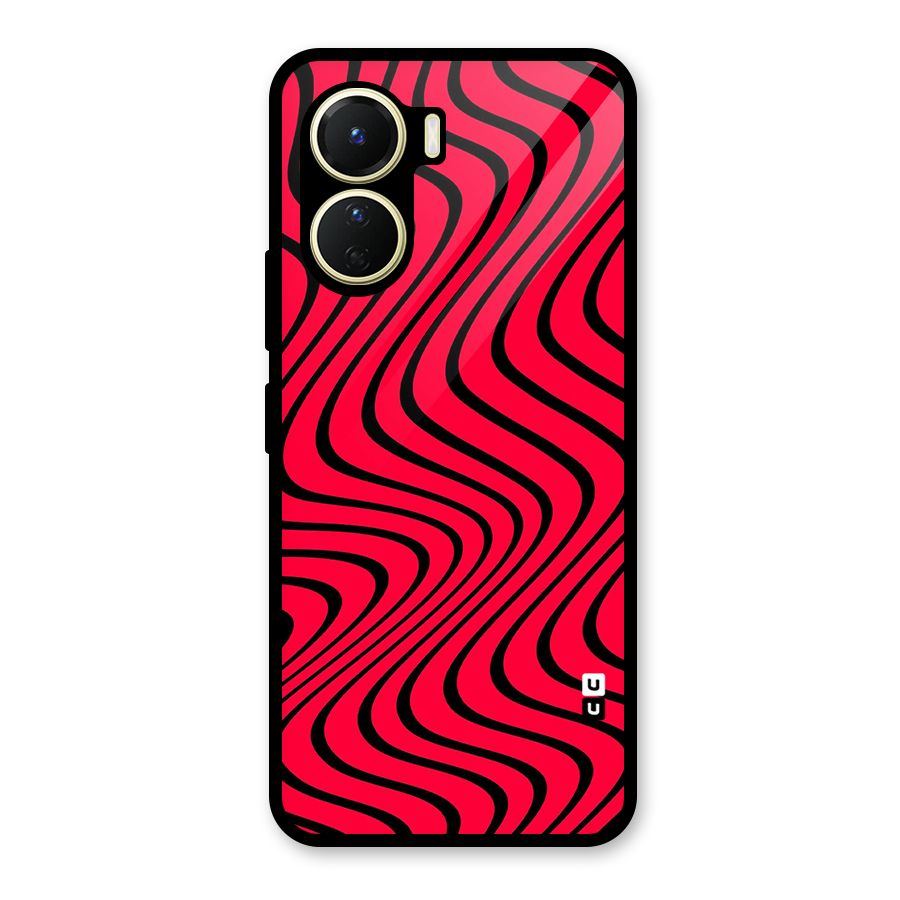Waves Pattern Print Glass Back Case for Vivo Y16