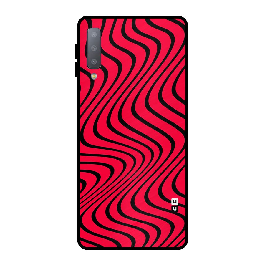 Waves Pattern Print Metal Back Case for Galaxy A7 (2018)