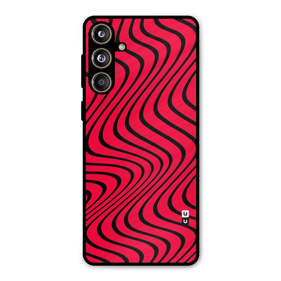 Waves Pattern Print Metal Back Case for Galaxy F55