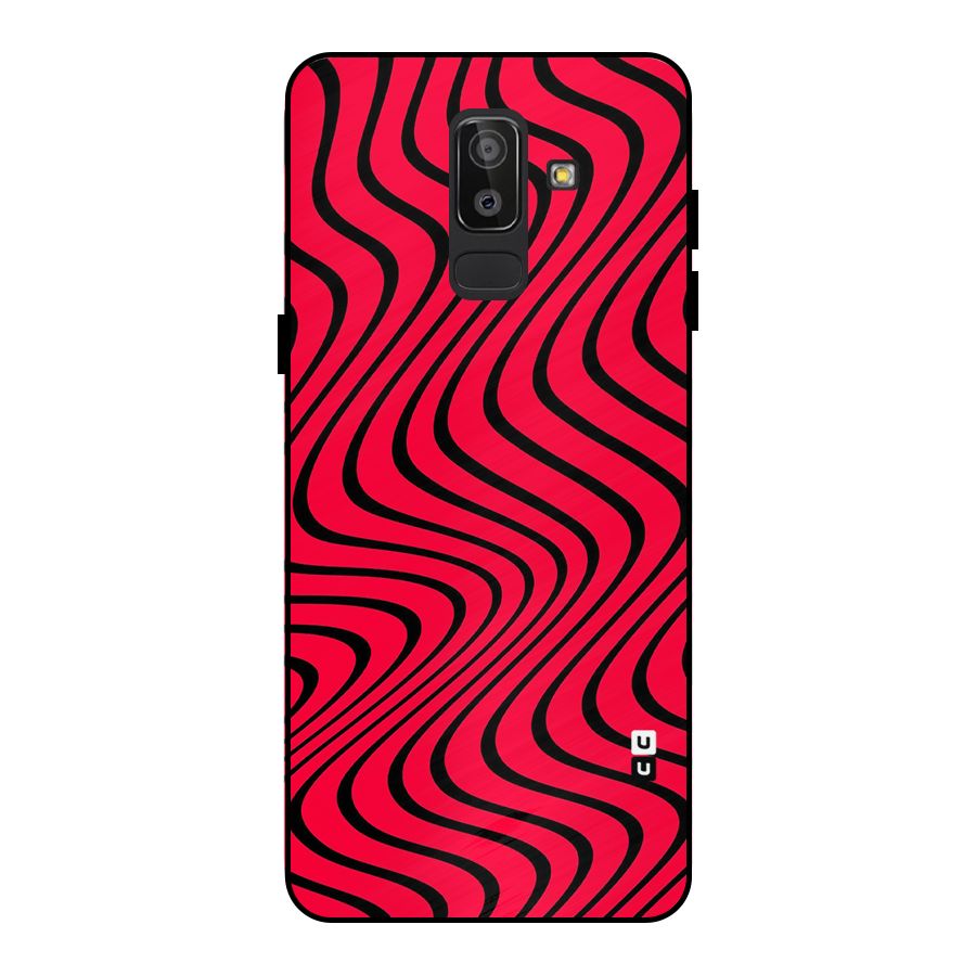 Waves Pattern Print Metal Back Case for Galaxy J8