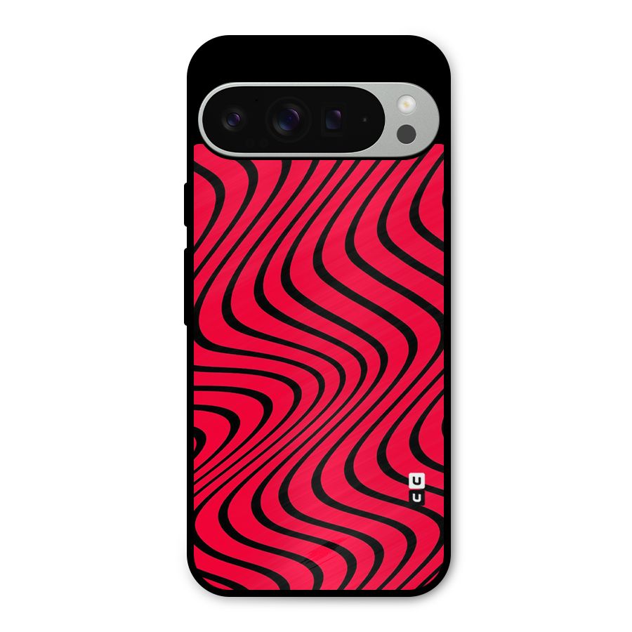 Waves Pattern Print Metal Back Case for Google Pixel 9 Pro XL