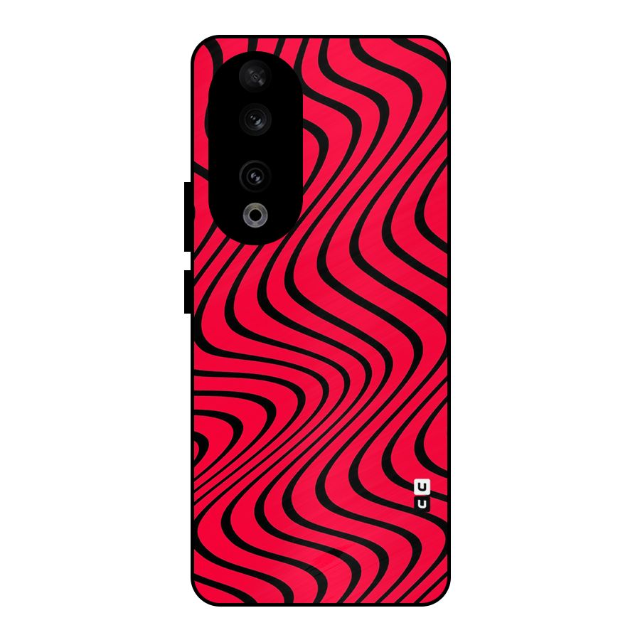 Waves Pattern Print Metal Back Case for Honor 90