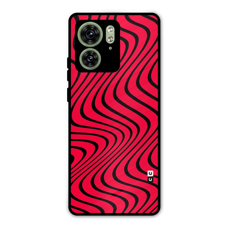 Waves Pattern Print Metal Back Case for Motorola Edge 40 5G