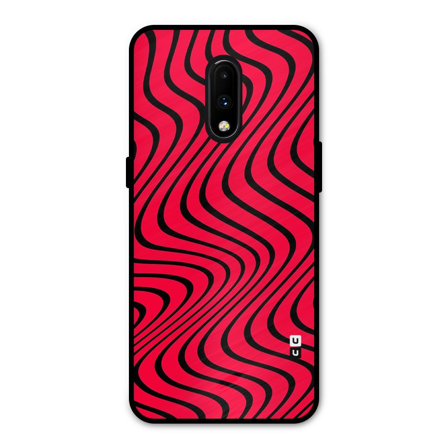 Waves Pattern Print Metal Back Case for OnePlus 7