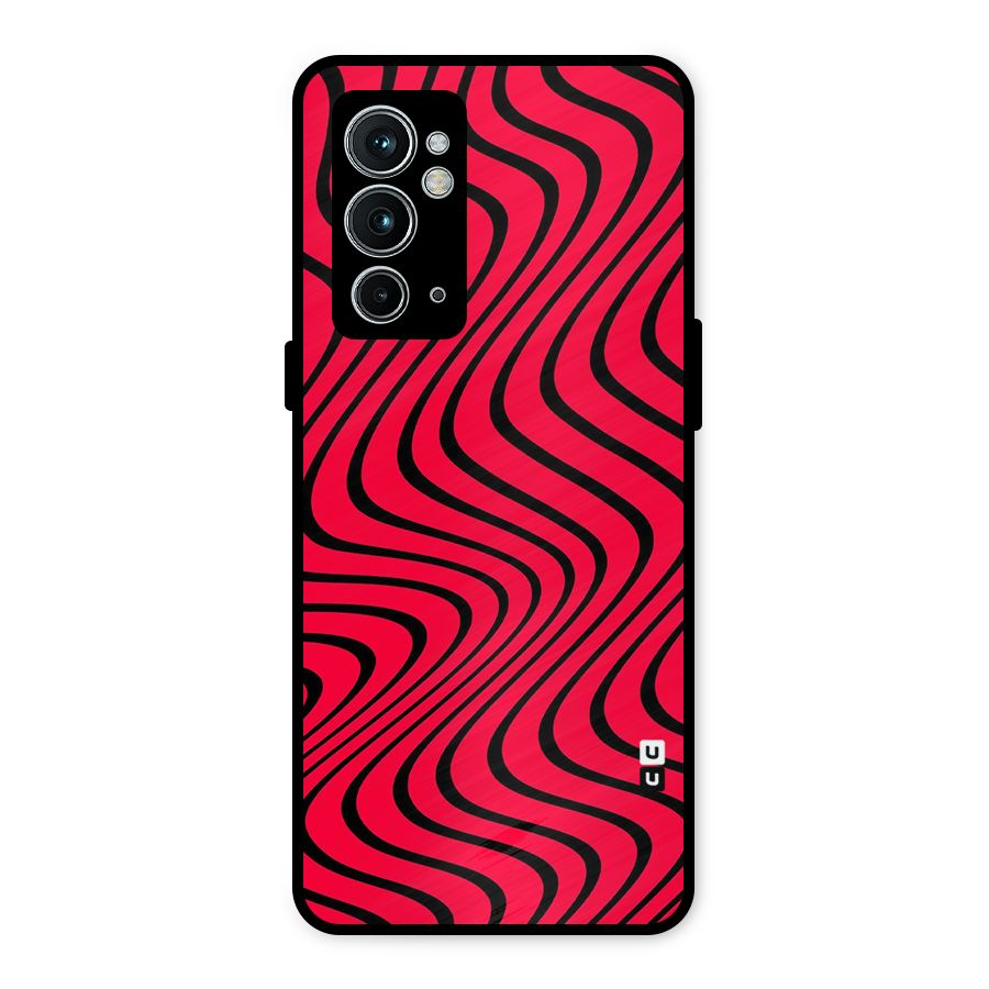 Waves Pattern Print Metal Back Case for OnePlus 9RT 5G