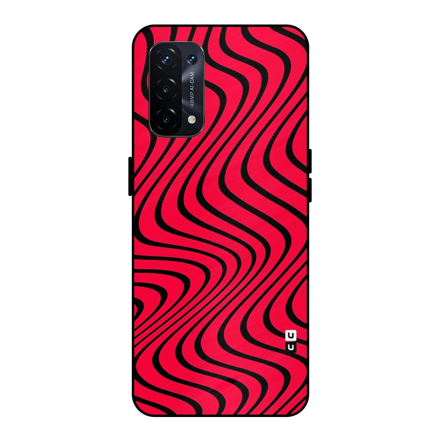 Waves Pattern Print Metal Back Case for Oppo A74 5G