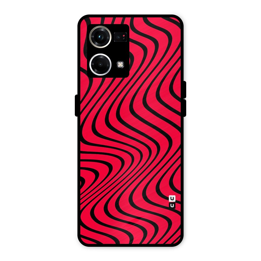 Waves Pattern Print Metal Back Case for Oppo F21 Pro 4G