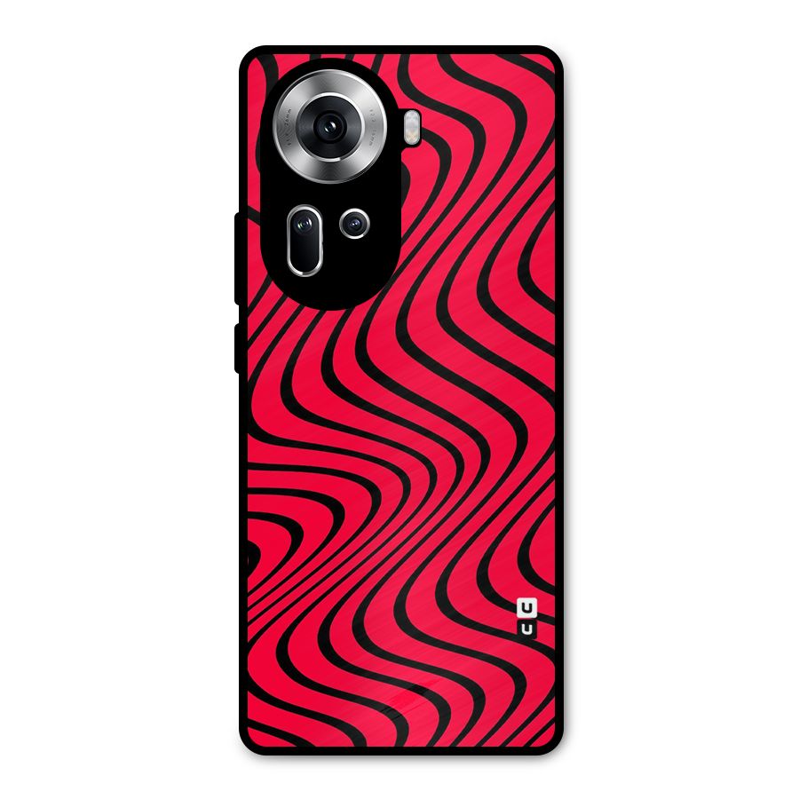 Waves Pattern Print Metal Back Case for Oppo Reno11 5G