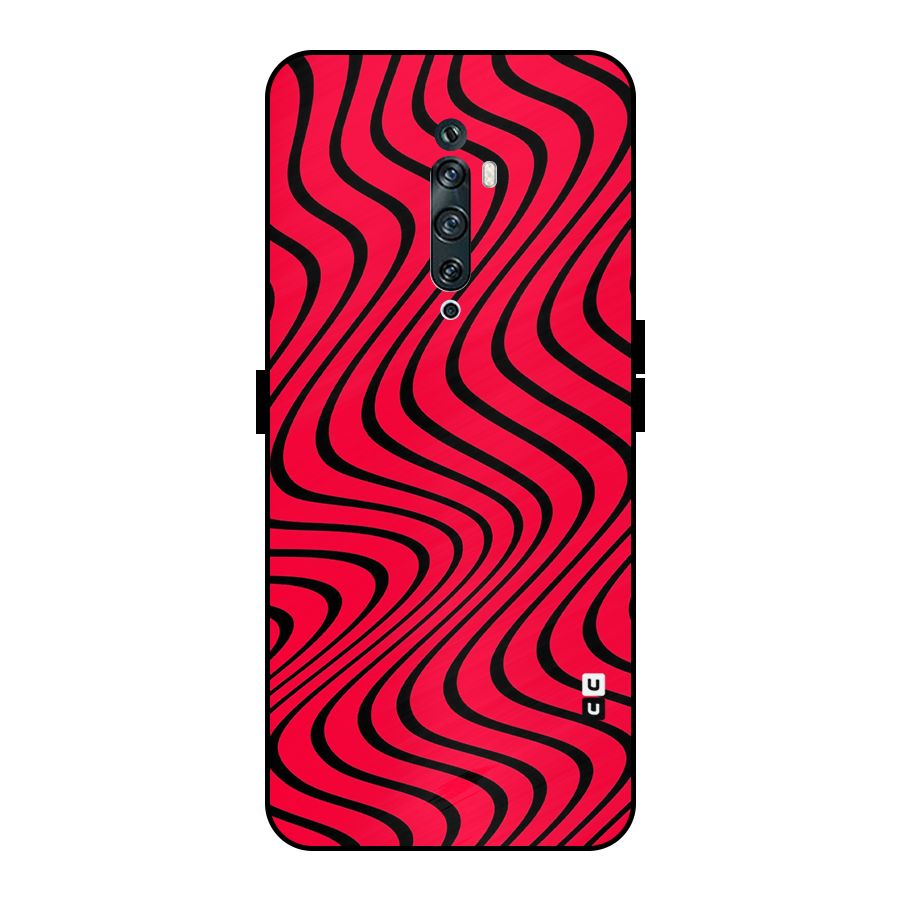 Waves Pattern Print Metal Back Case for Oppo Reno2 F
