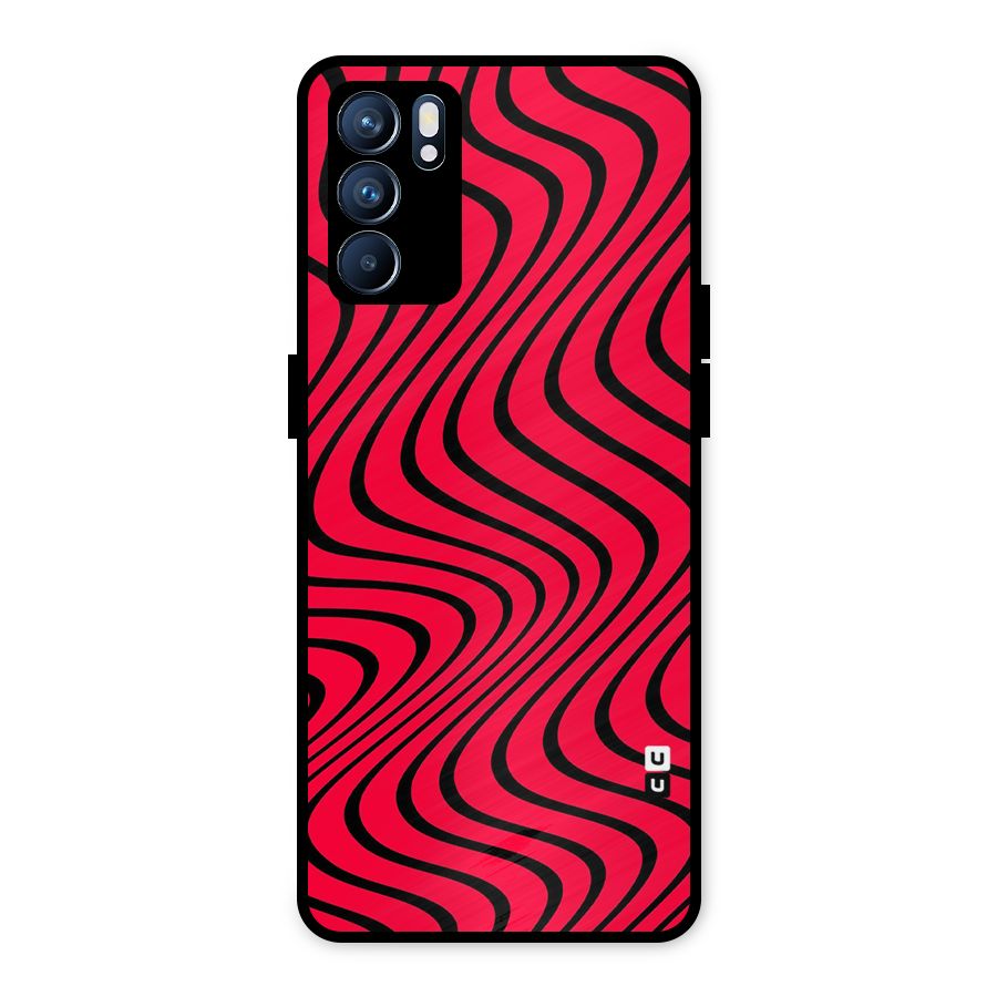 Waves Pattern Print Metal Back Case for Oppo Reno6 5G